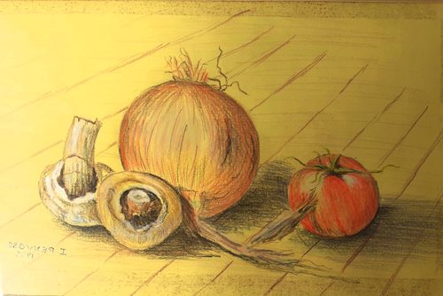 Irving, Starting dinner, pastel.